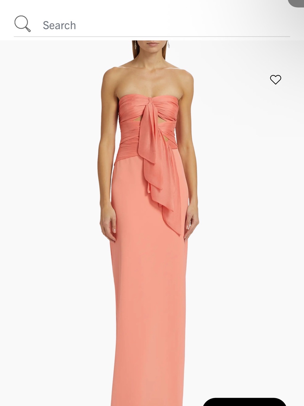 Amur Strapless Coral-Peach Draped Column Gown